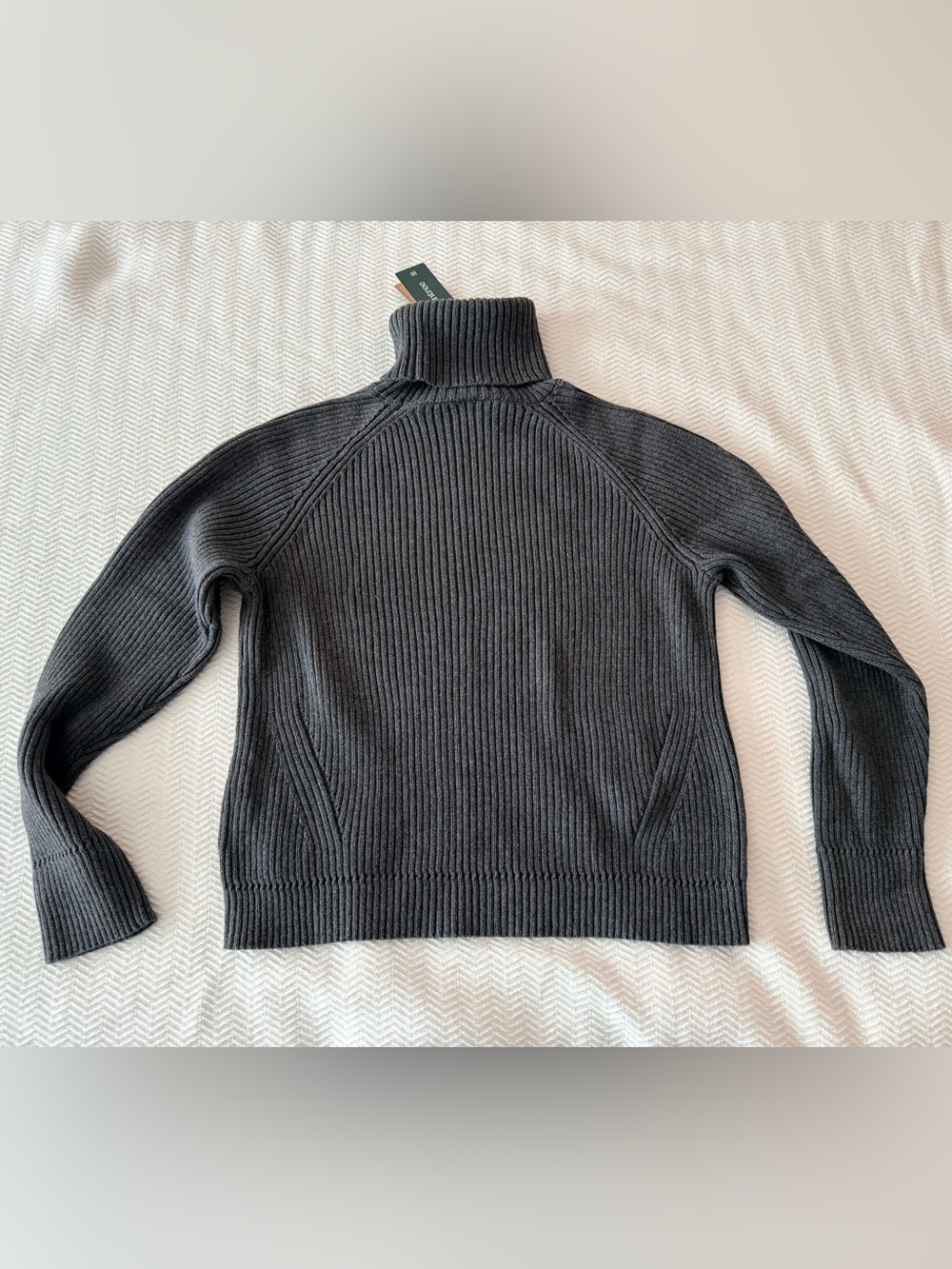 Tentree Highline Swing Turtleneck Dark Grey Heather Ribbed Sweater Women’s Small